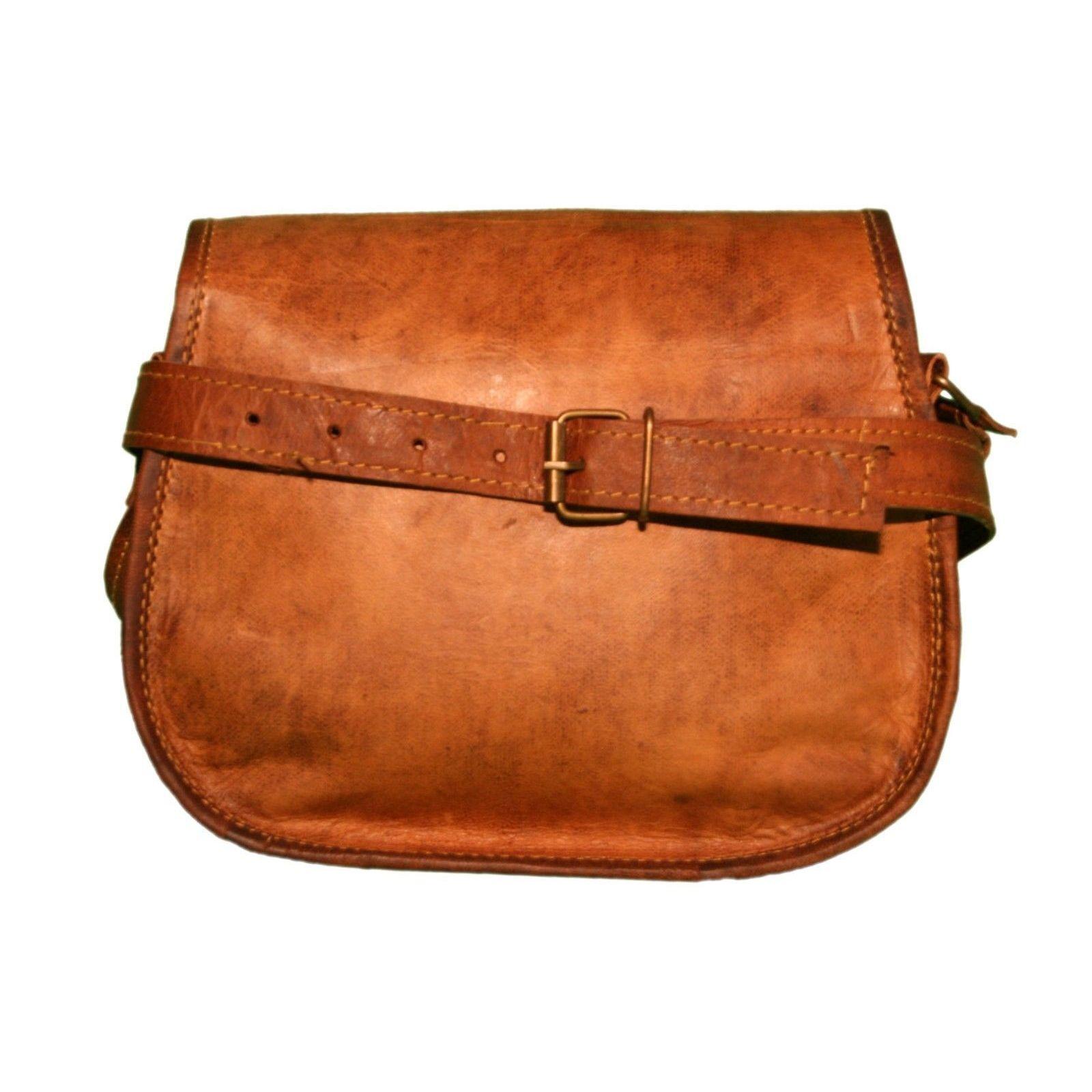 Женская винтажная кожаная сумка-портфель ручной работы через плечо в стиле хиппи 7 x 9 — фото 8
