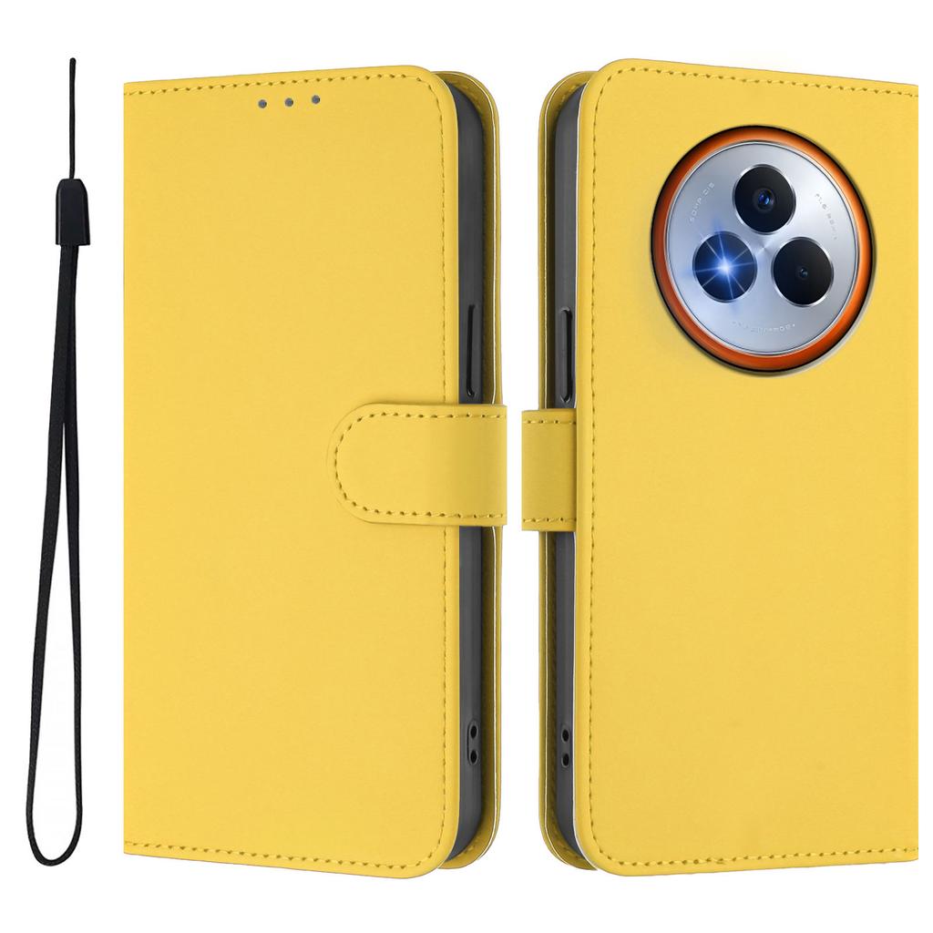 For Realme Narzo 80 Pro 5G Case Solid Color Wallet Leather Phone Cover with Strap