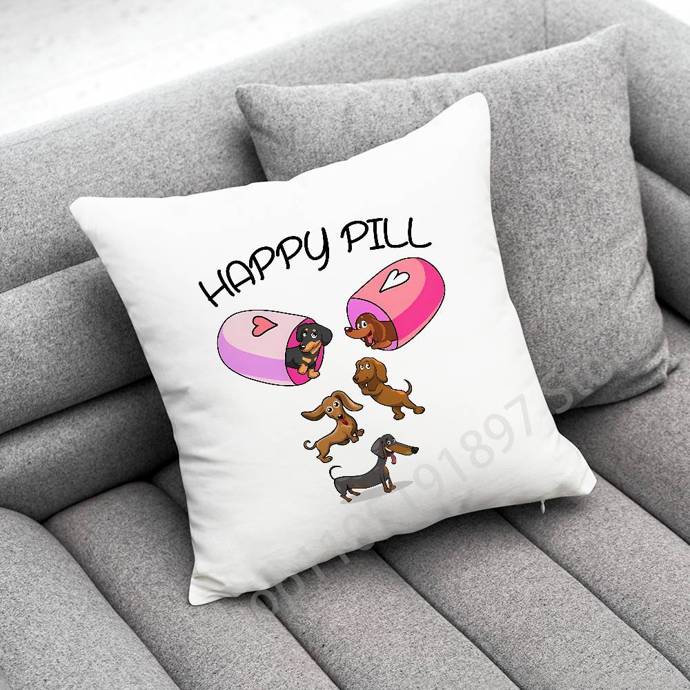 Dachshund Sausage Dog Puppy Christmas TREE Throw Pillow Case For 45*45cm 40cm 30cm 50cm 55cm Square Home Pillowcase Case