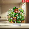 2D Flat St Paddy's Party Irish-Themed Acrylic Desktop Decoration, Four-Leaf Clover Design, Patternssuitable for Wall Decoration, Porch, Room, Villa, a