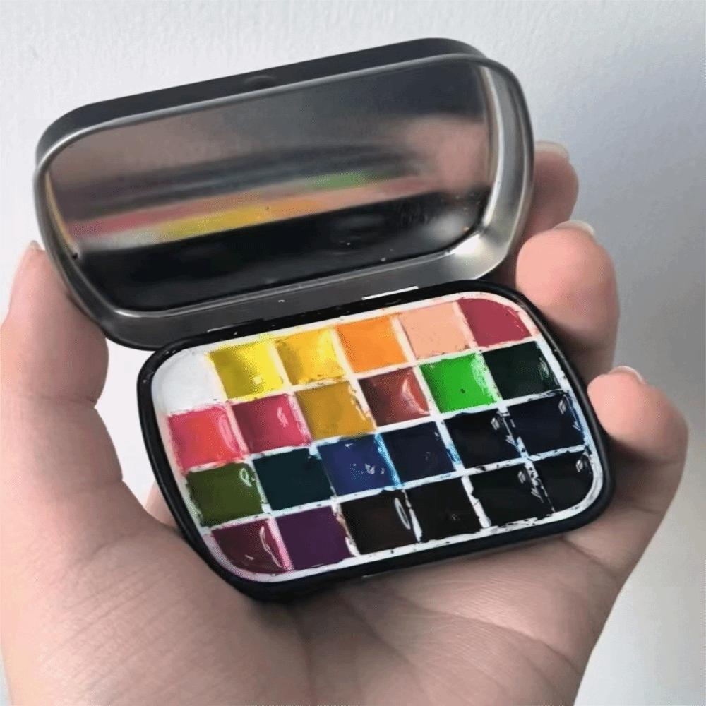 Durable Portable Empty Watercolor Tin Box Mini 12/24 Grids Watercolor Paint Palette Watercolor Tin Box Art Supplies