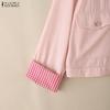 ZANZEA Frauen Casual Stehkragen Langarm Dünne Strickjacke Outwear