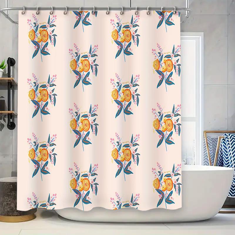 

Floral Shower Curtain Botanical Nature Plants Greenery Bathroom Decor Farmhouse Rustic Modern Waterproof Fabric Shower Liner W60H190(CM)-1 Pcs