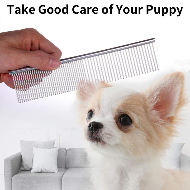 Pet Dematting Comb Stainless Steel Pet Grooming Comb for Dogs and Cats Gently Removes Loose Undercoat Flea Comb Pet Products