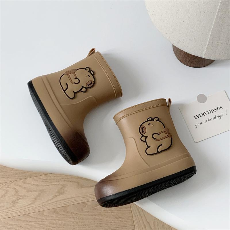 Capybara-Print Damen-Regenstiefel, knöchelhoch, rutschfest, wasserdicht