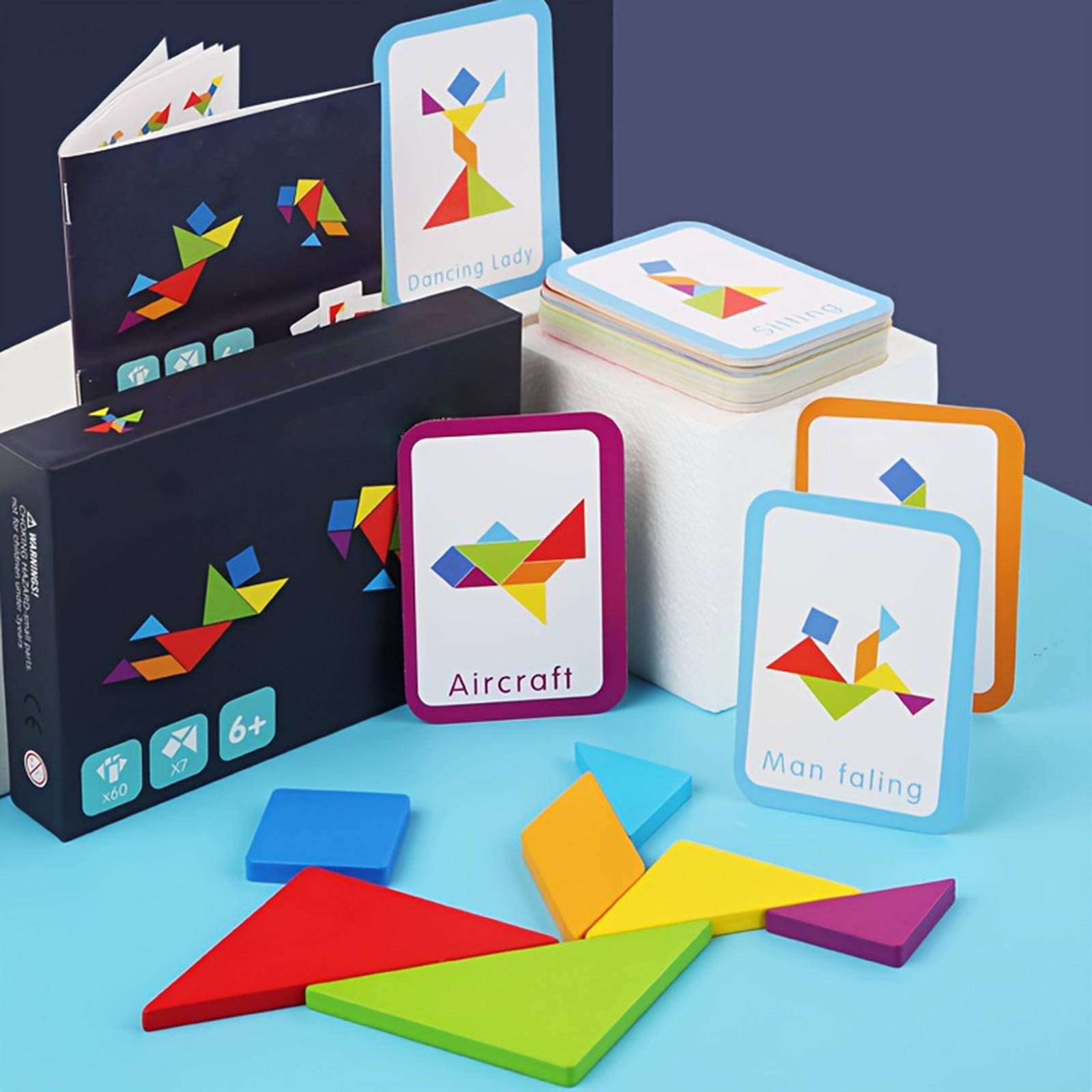 

Деревянные игрушки-пазлы танграм, игрушки с геометрическими формами, интерактивные развивающие игрушки для родителей и детей, праздничные подарки и подарки на день рождения. One Size