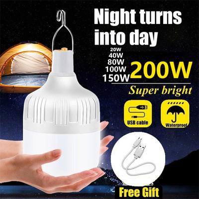 USB Şarj Edilebilir LED Acil Durum Işıkları Ev Dış Mekan Taşınabilir Fenerler 200W