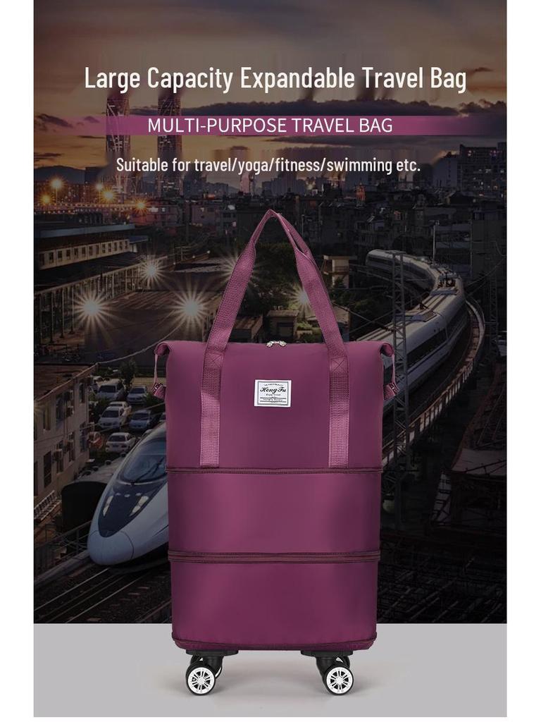 XL Expandable Rolling Travel Bag with Quick Release Wheels for College Students