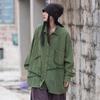 Johnature Women Vintage Patchwork Shirts Spring Ramie Button Pockets Solid Color Tops Loose Women Shirts