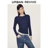 UR 2026 Spring Women's Color-block Faux Two-Piece Pleated T-Shirt