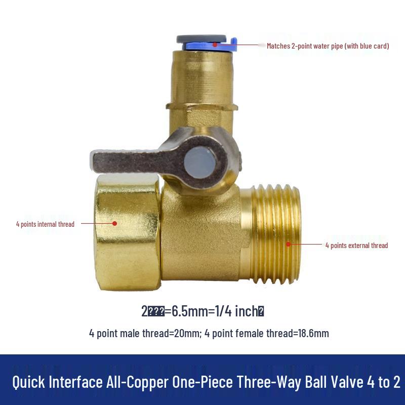 All-Copper Inlet Tee Ball Valve for Pure Water Machine (4-Point, 2-Point, 3-Point)