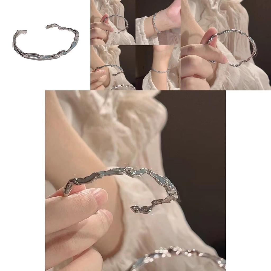 Sophisticated Blue Wave Bracelet For Women Trendy Geometric Design In High-end Alloy