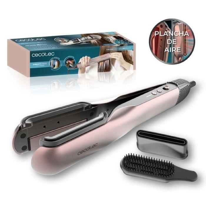 Cecotec Hair Straightener with Air AirLisse 2in1 ForceDry Black. 1000W Airflow 197 M/s 2 Magnetic Heads Frizz-Free