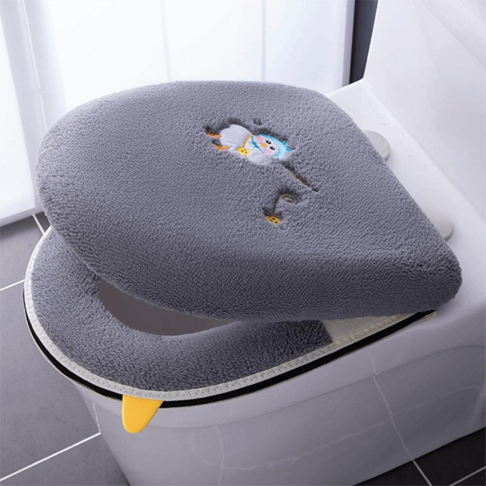 

2PCS/Set Warm Toilet Seat Cover Plush Toilet Seat Mat Dustproof Closestool Cover Winter Style 1