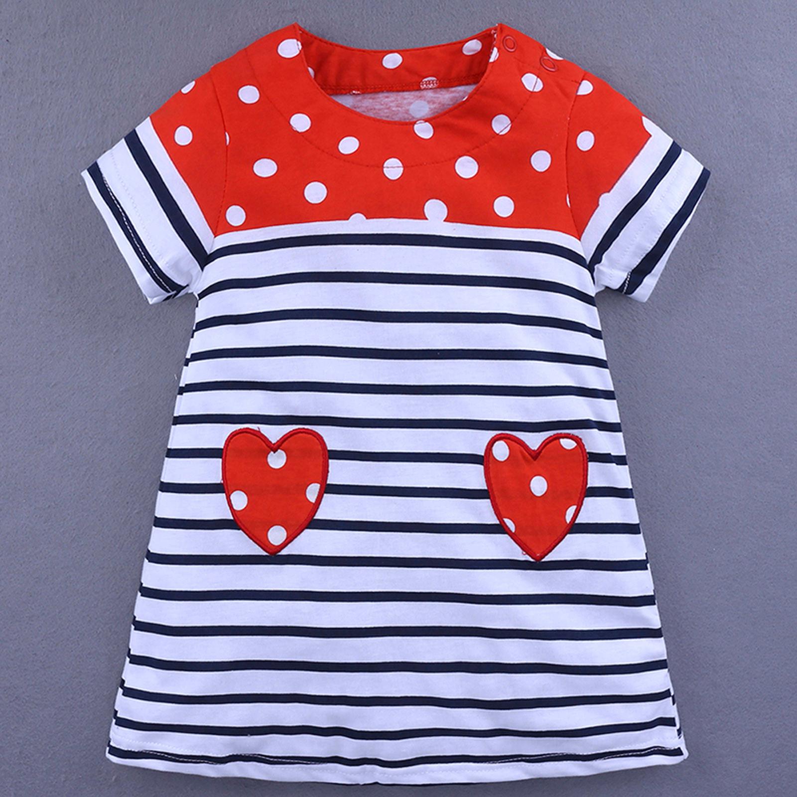 

Платье Хлопковое для Девочек с Короткими Рукавами Повседневное Летнее Базовое Платье-сарафан для Игр 2Y белый