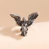Retro Praying Angel Wing Ring For Men Punk Gothic Rock Hiphop Open Ring Unisex Accessories Handmade Designer  Lovers Gift