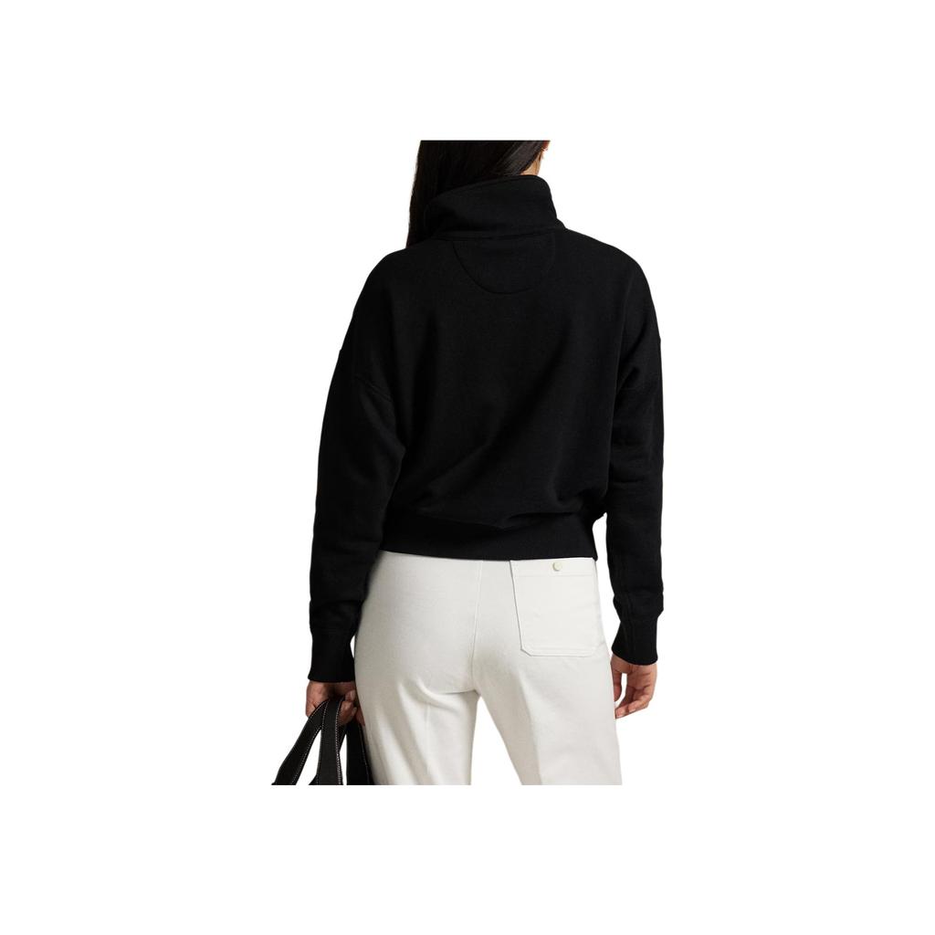 Polo Ralph Lauren Lightweight Fleece Quarter-Zip Long Sleeve Sweatshirt Women Sweatshirt Black 211971696-004