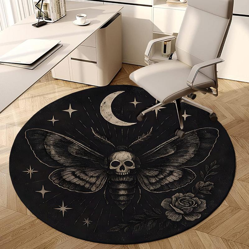 1pc Multi Surface Chair Mats "Mystical Moth with Skull" Perfect for Decorating Office Chairs, Living Rooms, Or Bedrooms.dt080