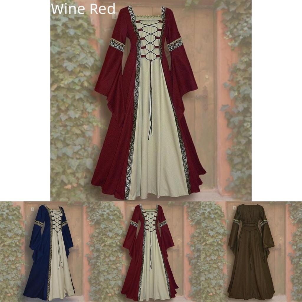 Vintage Gothic Renaissance Dress With Long Sleeves For Women's Cosplay Costume