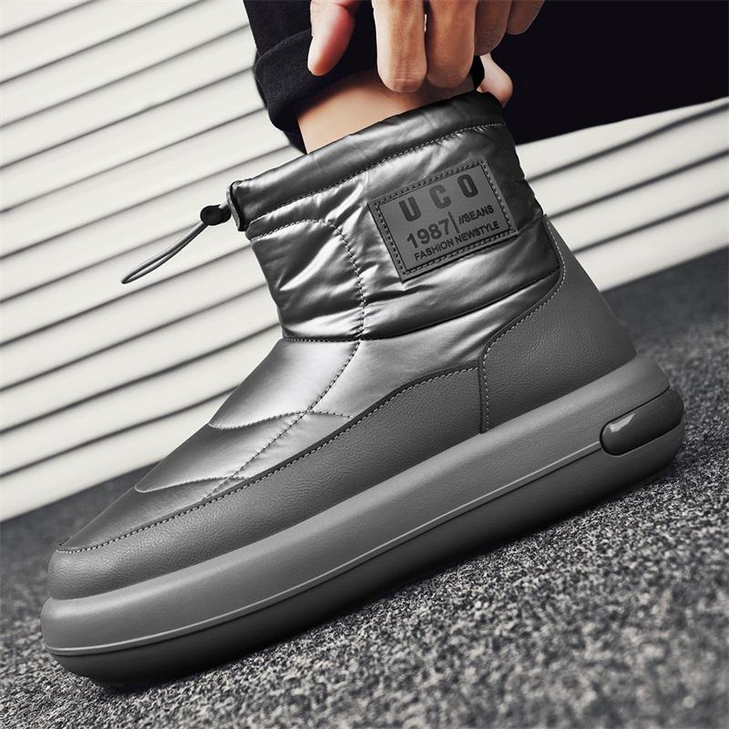 Módní nepromokavé pánské sněhule vysoké ke kotníku zimní boty platforma teplé plyšové pánské bavlněné boty venkovní protiskluzové sněhule pánské