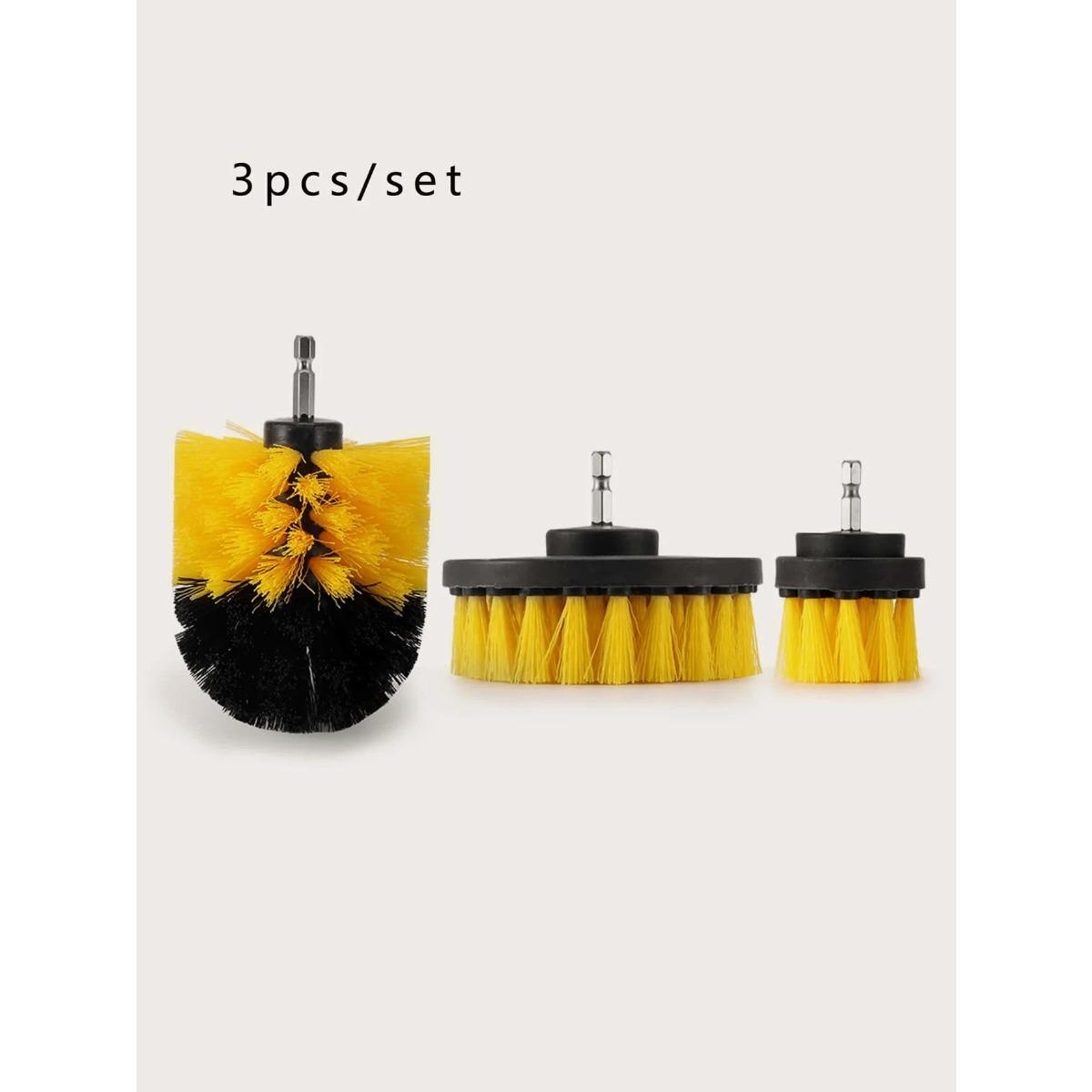 3Pcs/Set Electric Scrubber Brush Drill Brush Kit Plastic Round Cleaning Brush For Carpet Glass Car Tires Nylon Brushes