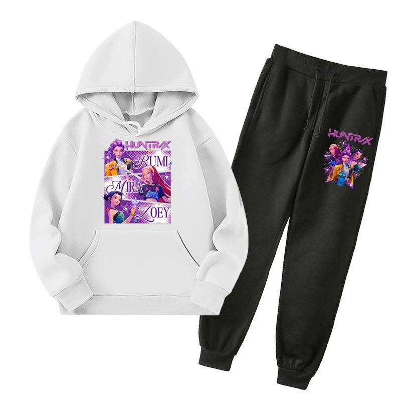 Kpop Demon Hunters Kids New Fashion Cartoon Print 2pcs Hoodie+Pants Sportsuits Casual Outfits Clothes For 2-13 Years Boys Girls