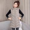 New Autumn and Winter Down Cotton Vest Women's Medium and Long Fashion Hooded Student Vest Vest Vest Jacket Tide