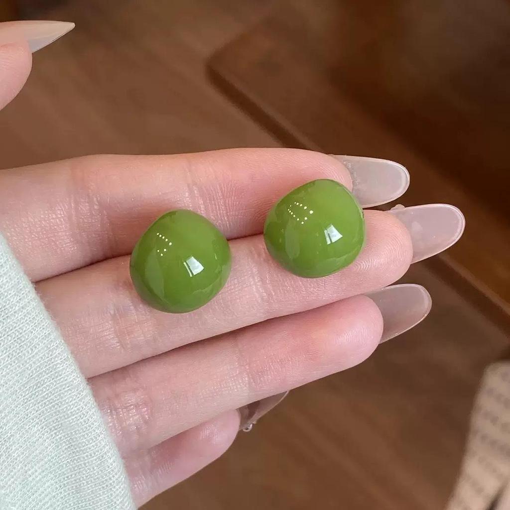 Dopamine Summer Solid Color Drip Oil Korean Style Stud Earrings - High-End, Versatile, Secure Fit for Women