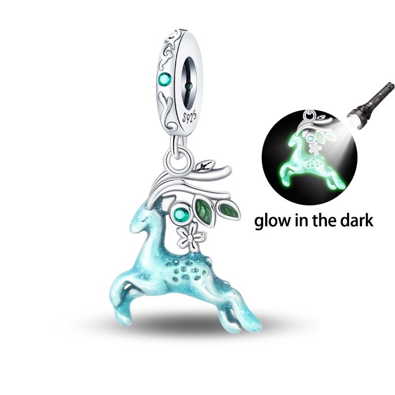 Copper Glow-In-The-Dark Firefly Butterfly Deer Charms Beads Pendants Fit Qikaola Original Bracelets Diy Birthday Jewelry