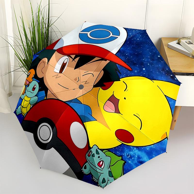 1pc Pokémon Pikachu & Friends Umbrella - Auto Open Close 3-Fold Design with 8-Bone Iron Frame, Perfect for Outdoor Use, Travel, Daily Life, and Gifts