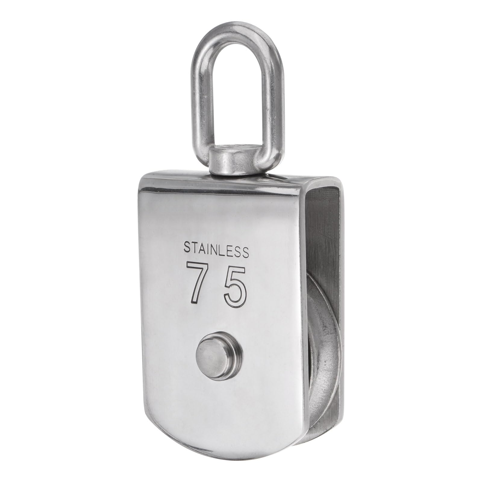 

uxcell M75 Одношківровий блок, Підвісне колесо для тяги дротом з нержавіючої сталі 304, Поворотний гак для підйомного крана, Ролик-шків для троса/кабелю