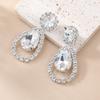 European Black Rhinestone Water Drop Dangle Earrings for Women New Shiny Exaggerated Design Zircon Wedding Accessories