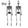 Vintage Style Earrings 1 Pair Halloween Earrings, Spooky Gothic Skeleton Dangle Skull Jewelry Drop Punk Articulated for Women Unique Costume