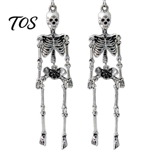 Vintage Style Earrings 1 Pair Halloween Earrings, Spooky Gothic Skeleton Dangle Skull Jewelry Drop Punk Articulated for Women Unique Costume