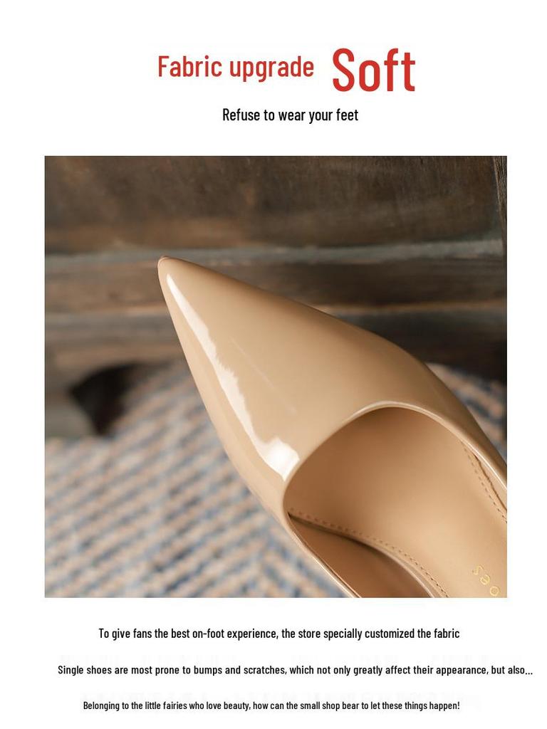 Solid Color Patent Leather Stiletto Platform Heels - Sexy Pointed Toe Women's Shoes 2025 Edition