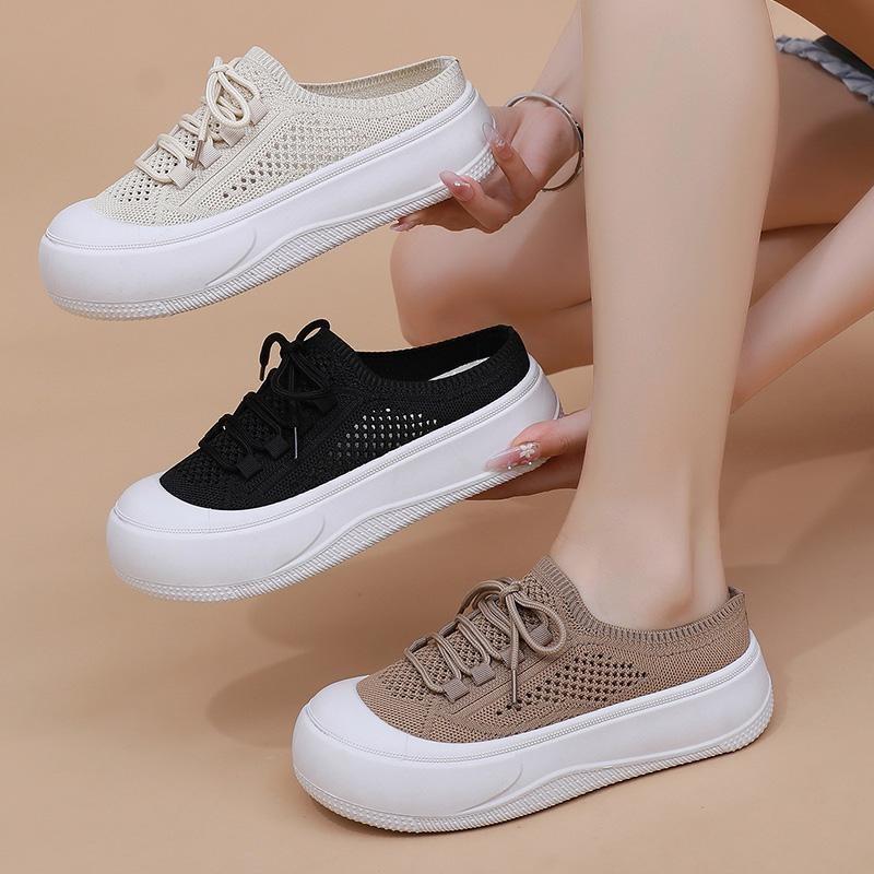 New Feizi Breathable Casual Women's Shoes with Soft Soles Versatile Women's Half-slippers and Durable Single Shoes