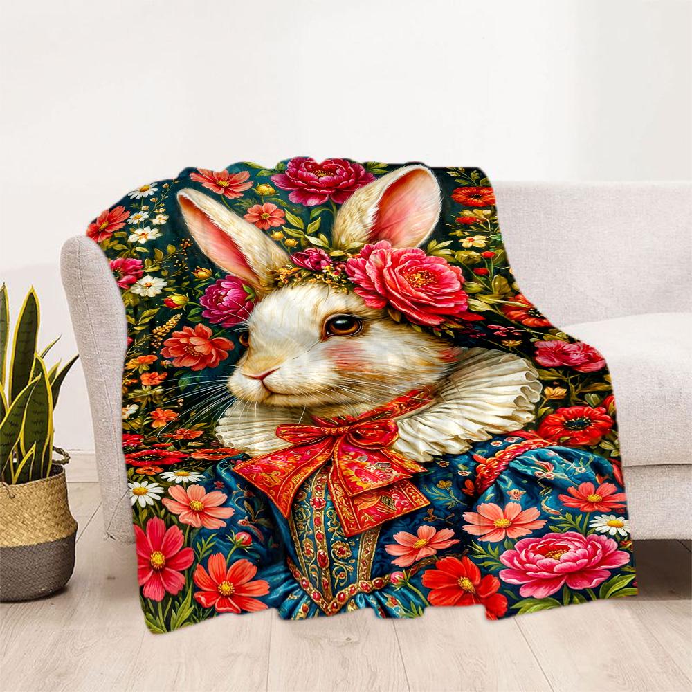 Easter Eggs And Bunnies Blanket,Suitable for Sofas, Offices, Travel, Living Rooms, Gifts To Relatives and Friends, Blanket,Suitable for All Seasons.