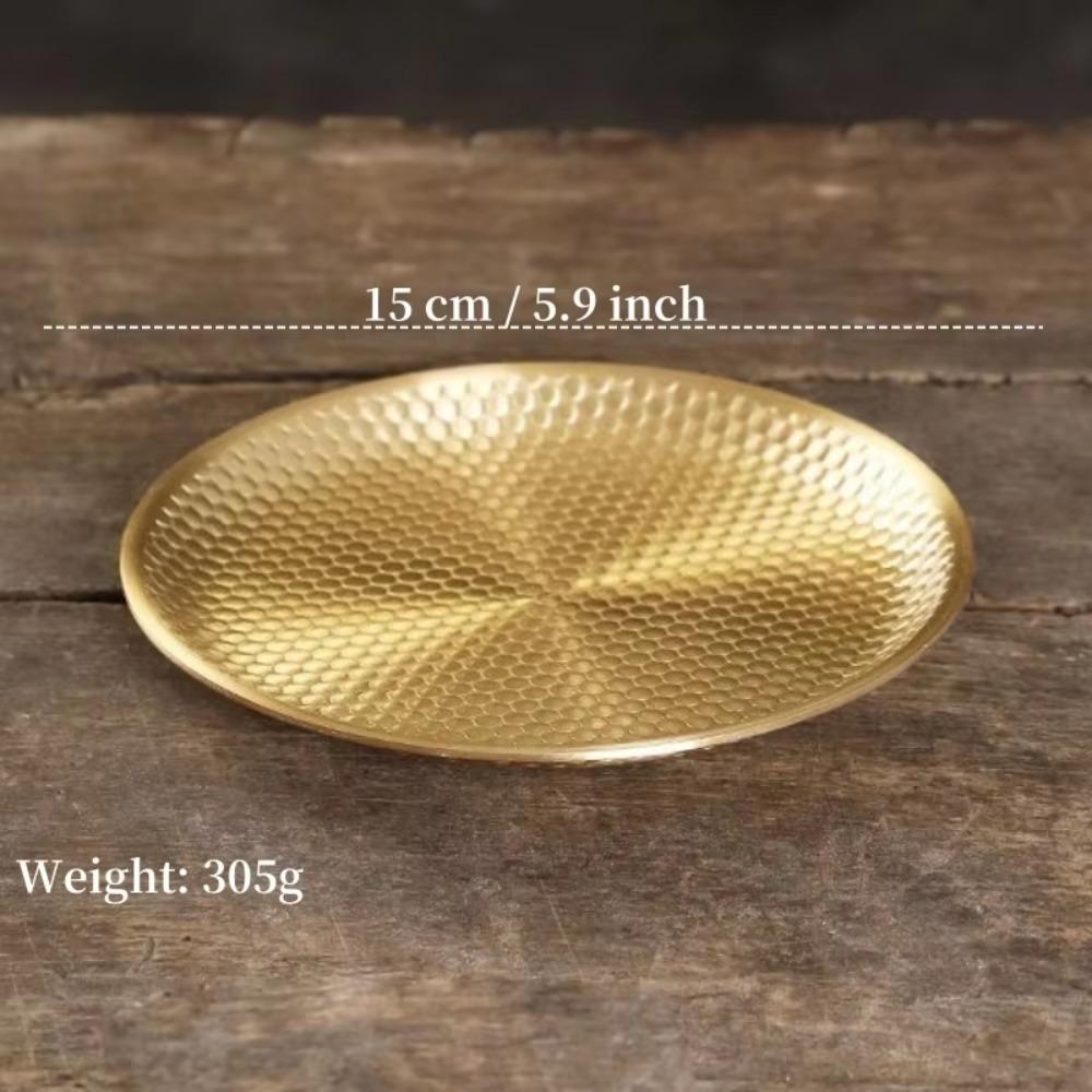 Copper Brass Material Copper Fruit Altar Plate Engraving Pattern Ball Bead Accent Tibetan Buddhist Decorative Dish
