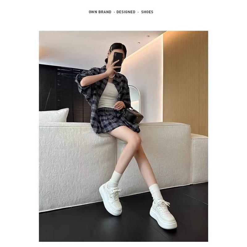 Platform Casual Sneakers For Women Lace Up Chunky Sole Fashion Shoes