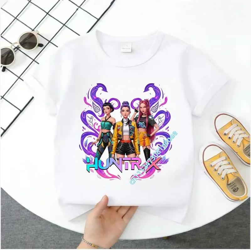 2026 Hot Movie Soft Polyester Baby Girls T Shirt Children's Clothing KPop Demon Hunters Fans Gifts Kids Clothes Fashion Casual Tops