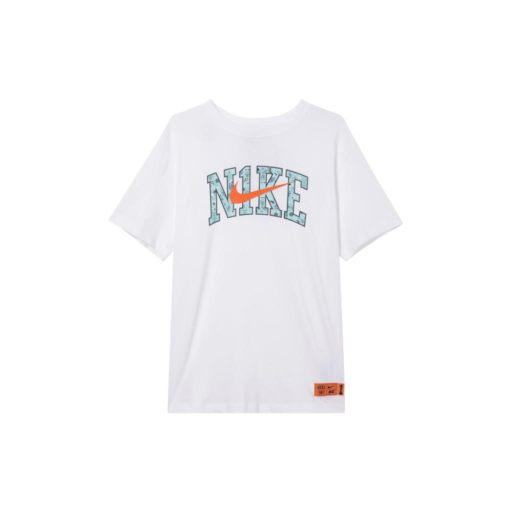 Nike SS23 Basketball Series CHBL Letter Logo Casual Crew Neck Pullover Short Sleeve T-Shirt With Drop Shoulder Women Tops White HF6161-100