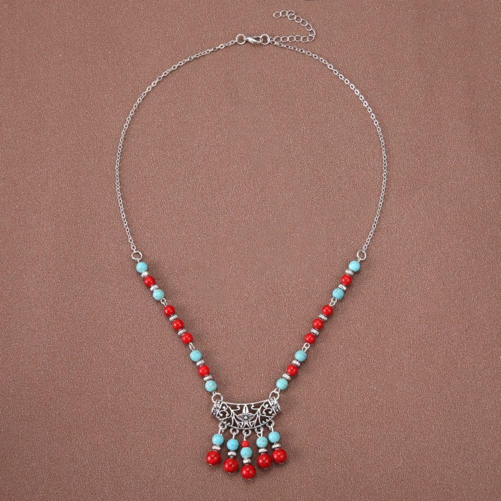 Geometric Earrings Necklaces Jewelry Set Retro Tassel Forehead Headband Gift