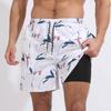Crazy Muscle Summer Men's Printed Double Layer Plus Size Beach Shorts