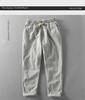 Men's Loose Cotton & Linen Casual Summer Straight Pants, Nine-Point Thin Style