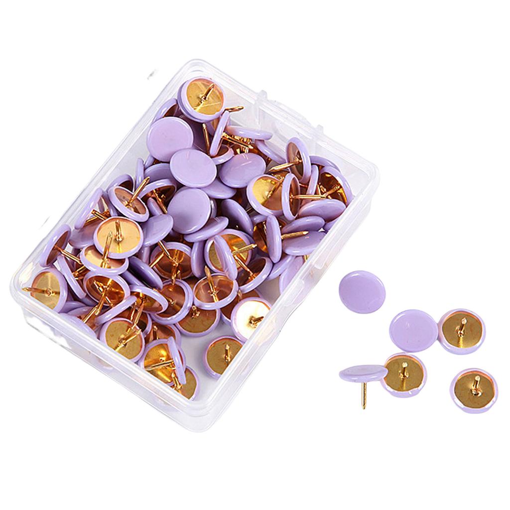 100pcs Colored Flat Thumb Tacks Roundness Plastic and Metal Flat Thumb Tacks for Office School & Personal Use