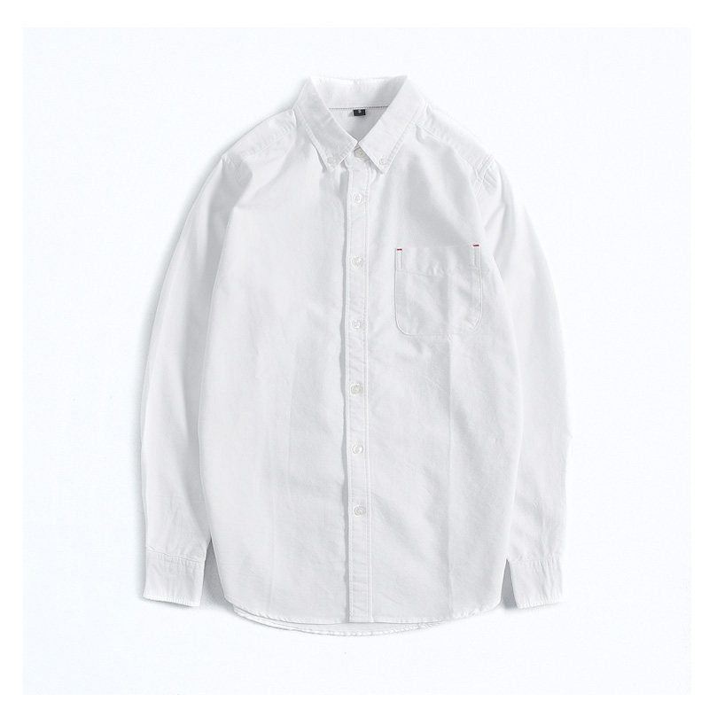 Clothing Factory Balance Cargo with Logo Cut Off Oxford Woven Shirts Men's Long Sleeves Pure Cotton Silm Hong Kong Style Japanese Style Shirt Coat