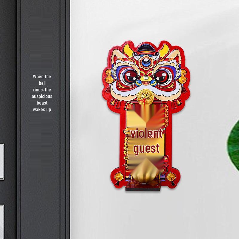 Magnetic Lion Dance Doorbell Decoration for Fortune and Celebration