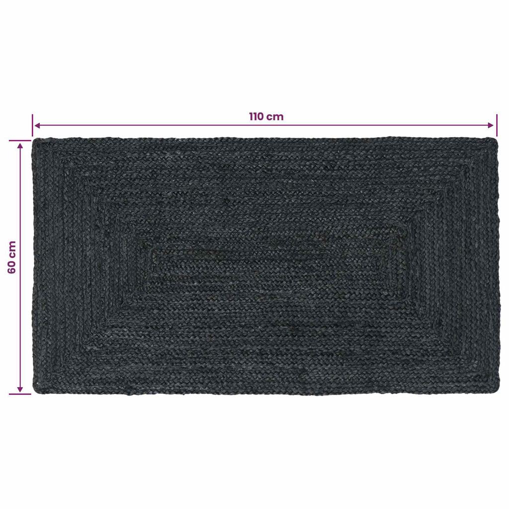 Area Rug Rectangular Dark Grey 60 x 110 cm Jute