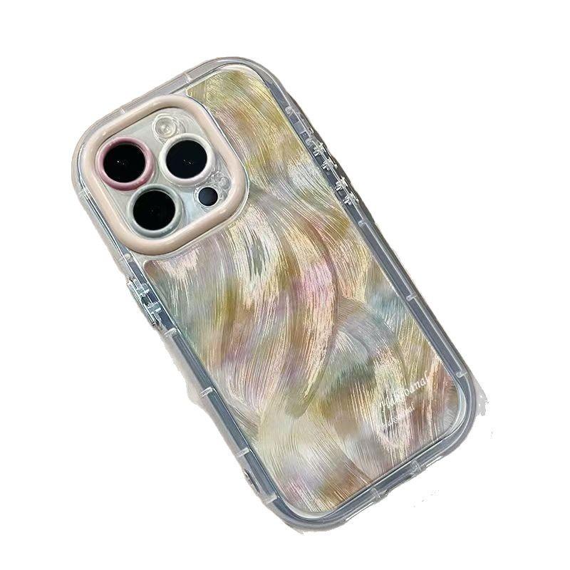 Colorful Graffiti Feather Gauze Suitable for Apple 16/15/14 Huawei Honor Xiaomi Phone Case 13 Pro Max Full Coverage