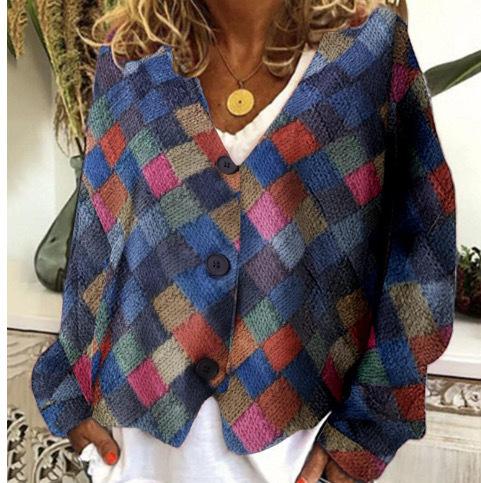 Spot printed women`s cardigan soft sweater